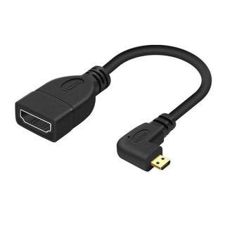 ChenYang Micro HDMI Male to HDMI Female 4K60hz HDTV 90 Degree Left Angled Cable Adapter for Displays Monitor Camera 10cm