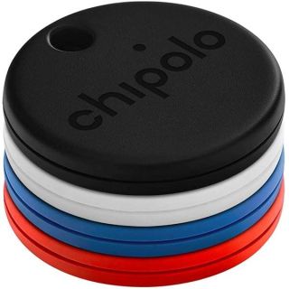 Chipolo ONE - 4 Pack - Key Finder, Bluetooth Tracker for Keys, Backpack, Item Finder, Free Premium Features, Works with Chipolo app (iOS &amp; Android Compatible) (Blue, Black, RED, White)