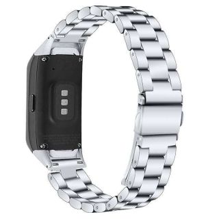 Compatible with Samsung Galaxy Fit SM-R370 Bands, Galaxy Fit Watch Band Solid Stainless Steel Metal Replacement Bracelet Strap for Galaxy Fit SM-R370 Smart Watch, Adjustable (Silver)