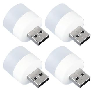 DASITON Plug in LED Night Light Mini USB LED Light Flexible USB LED Ambient Light Mini USB LED Light, LED Portable car Bulb, Indoor, Outdoor, Reading, Sleep (4 Warm Light)