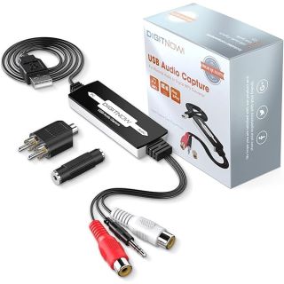 DIGITNOW USB Audio Capture Card Grabber for Vinyl Cassette Tapes to Digital MP3 Converter, Support Mac &amp; Windows 10/8.1/8 / 7 / Vista/XP