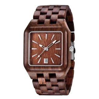 Dentily Wood Watch Men&amp;#039;s Rectangle Dial Wooden Watches Quartz Movement Mens Watches…