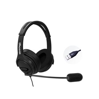 Discover D722U Noise Reducing USB Wired Work from Home Headset | Compatible with Computer Softphone Apps Like RingCentral, Teams, Zoom, Google, GoTo, Cisco and More