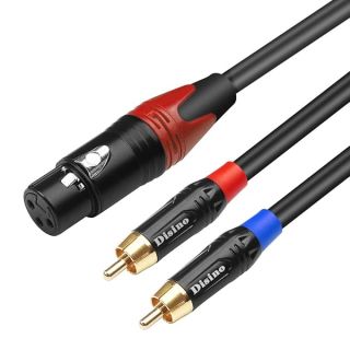 Disino Female XLR to Dual RCA Y Splitter Patch Cable,Unbalanced XLR Female to 2 RCA/Phono Plug Stereo Audio Interconnect Duplicator Lead - 3.3 Feet/1 Meter