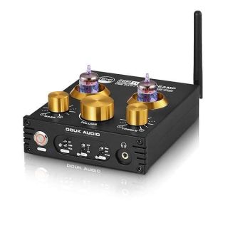 Douk Audio P1 Vacuum Tube Bluetooth Preamplifier, GE5654 Audio Preamp, Hi-Fi Headphone Amp, Stereo Wireless Receiver with USB DAC &amp; APTX-HD for Home Theater Amplifier/Active Speaker