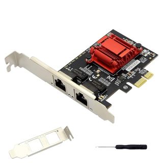 Dual Port Gigabit Ethernet Converged PCI-E x1 Card,2X RJ45 Gigabit Network Interface Controller Adapter,with 82575EB Chipset for Desktops,Work Stations,Servers, with Low Profile Bracket.