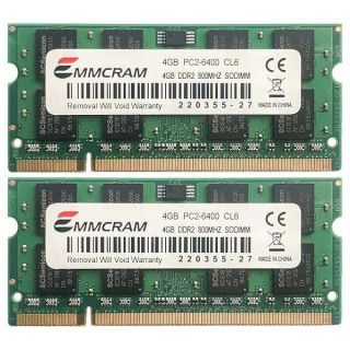 EMMCRAM 8GB (2 x 4GB) PC2-6400 DDR2-800 200PIN SoDIMM Laptop RAM Non-ECC Unbuffered Notebook Memory for Dell E6400,E6500, Inspiron 1545, M4400,E5500