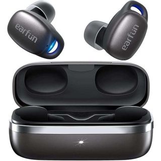 EarFun Free Pro 2 Wireless Earbuds, Hybrid Active Noise Cancelling, Bluetooth 5.2 with 6 Mics, Stereo Sound Deep Bass In-Ear Headphones, Game Mode, Wireless Charging, Black