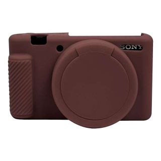 Easy Hood Camera Case for Sony ZV-1 Camera Removable Lens Cover,Anti-Scratch Silicone Soft Camera Case Compatible with Sony ZV-1 ZV1 Camera(Coffee)