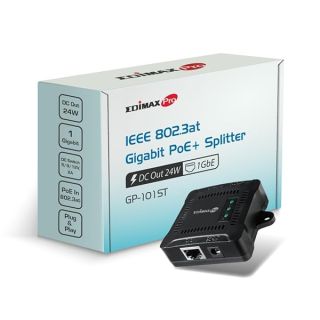 Edimax Pro Compact Gigabit PoE+ Splitter with Adjustable 5/9/12V x 2A Output, IEEE 802.3at, Delivers Data and Power from PoE Runs to Non-PoE Devices for up to 100 Meters, GP-101ST