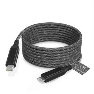 Extra Long USB C to Lightning Cable 20Ft/6M  iPhone Fast Charger Cable USB-C Power Delivery Fast Charging Cord 3A (max) for iPhone 13/12/11/XS/X/8