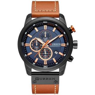 FANMIS Mens Sport Military Analog Quartz Watch Chronograph Classic Casual Business Dress Waterproof Watch Multifunctional Wristwatch with Leather Strap