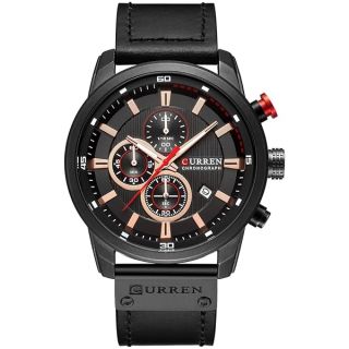 FANMIS Mens Sport Military Analog Quartz Watch Chronograph Classic Casual Business Dress Waterproof Watch Multifunctional Wristwatch with Leather Strap