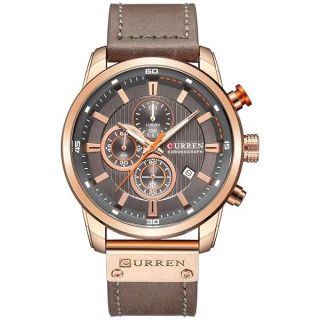 FANMIS Mens Sport Military Analog Quartz Watch Chronograph Classic Casual Business Dress Waterproof Watch Multifunctional Wristwatch with Leather Strap