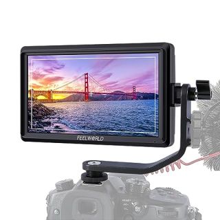 FEELWORLD FW568 V3 Upgrade 6 Inch Camera Field Monitor with 4k HDMI Ultra Bright Screen 3D Lut Small Full HD 1920x1080 IPS Video Peaking Focus for DSLR Cameras Include Sunshade and Tilt Arm Mount