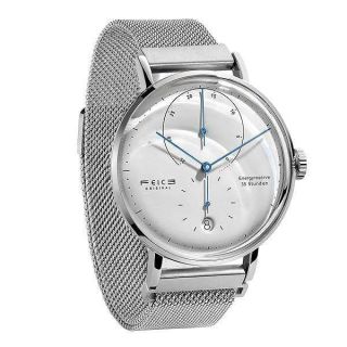 FEICE Bauhaus Watch Men&amp;#039;s Automatic Watch Mechanical Watches Analog Leather Strap Casual Dress Watches for Men with Domed Mirror - FM202 (Silver)