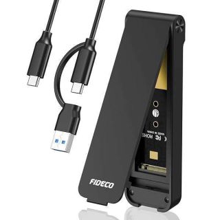 FIDECO M.2 NVMe SSD Enclosure, USB 3.2 Gen 2 to M.2 NVMe Enclosure, PCIe NVMe Adapter for M &amp; M+B Key, Sandwich Style Design, Tool-Free Installation, Support UASP and TRIM