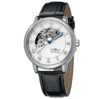 FORSINING Men&amp;#039;s Automatic Movement Skeleton Leather Strap Mechanical Classic Wrist Watch