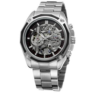 FORSINING Men&amp;#039;s Branded Automatic Chinese Movt Stainless Steel Bracelet Unique Watch Clock