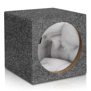 Facmogu 10in Gray Carpet Unloaded Box, Vented Speaker Enclosure with Great High-Density Fibreboard Sturdy Construction, Ported Subwoofer Box with Sound-Absorbing Cotton &amp; Premium Carpeted Finish