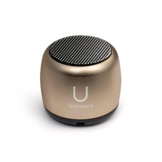 Fashionit U Micro Speaker | Stylish Portable Wireless Bluetooth 5.0 with Built-in Mic &amp; Remote Shutter | Perfect Little Speaker for Home, Parties, Travel! Small Device, Rich Sound | Gold