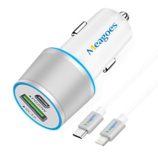 Fast USB C Car Charger, Meagoes 20W PD Rapid Charging Adapter Compatible for Apple iPhone 14 Pro Max/14 Pro/14 Plus/14/13/12/Mini/11/XS/XR/X/8 Plus/SE 3-3.3ft MFi Certified Type C to Lightning Cable