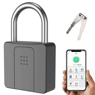 Fingerprint Padlock, Pothunder Smart Lock with APP Fingerprint Key, Keyed Heavy Anti-Theft Padlock, Biometric Waterproof Large Outdoor Padlock for Gate, Gym, Truck, School, Warehouse