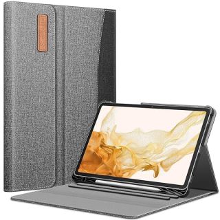 Fintie Case for Samsung Galaxy Tab S8 Plus 2022/S7 FE 2021/S7 Plus 2020 12.4 Inch with S Pen Holder, Multiple Angle Portfolio Cover with Pocket Auto Sleep/Wake, Gray