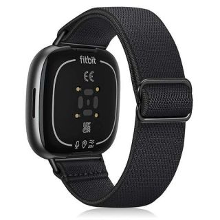 Fintie Elastic Band Compatible with Fitbit Versa 4 / Fitbit Sense 2 Bands/Fitbit Versa 3 / Fitbit Sense Bands, Soft Nylon Stretch Strap Replacement Accessories Wristband, Black