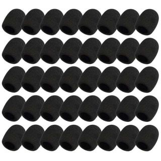 Foraineam 40 Pack Foam Mic Covers Handheld Microphone Windscreen Black Mic Sponge Foam Cover Shield