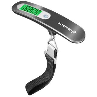 Fosmon Digital Luggage Scale, Digitial LCD Display Backlight Baggage Scale with 110lbs Capacity, Portable Stainless Steel Hanging Luggage Weight Scale with Tare Function for Travelers - Silver