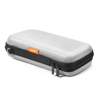 GLCON Portable Protection Hard EVA Travel Carrying Case with Mesh Pocket, Shockproof Exterior - Universal Small Electronic Tech Zipper Bag Pouch Organizer for Cell Phone, Charger, Cord, Cable - Silver