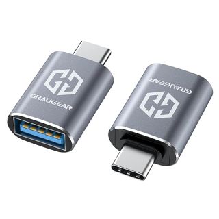 GRAUGEAR USB C to USB Adapter Pack of 2, 10Gbps Data Transfer, USB C Male to USB A Female Adapter 10Gbps, Compatible with PC, Laptop, MacBook, iPhone, iPad, Apple Watch, USB Charger, Type C Devices