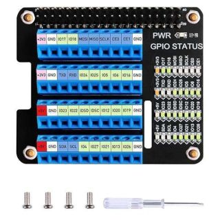 GeeekPi GPIO Screw Terminal Block Breakout Board HAT for Raspberry Pi, GPIO Expansion Board Breakout Module with GPIO Status LED for Raspberry Pi 4B/3B+/3B/2B/B+/Pi Zero W/Pi Zero 2 W