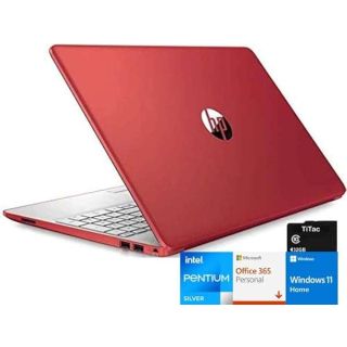 HP Pavilion 15.6&amp;quot; HD Laptop Computer, Intel Pentium Processor, 8GB RAM, 128GB SSD, Webcam, USB-C, HDMI, Ethernet RJ-45, WiFi, Includes 1-Year Microsoft 365, Windows 11 S, Scarlet Red, TiTac Card