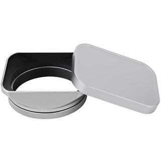 Haoge LH-X200S Square Metal Lens Hood with 49mm Adapter Ring Metal Cap for Fujifilm X100VI Fuji X100V X100F X100T X100S X70 Fuji Photo Camera Accessories Silver