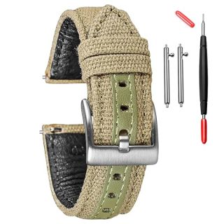 Hemsut Canvas Watch Bands, Quick Release Military Watch Strap, Fabric Replacement 18mm Watch Bands for Men