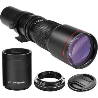 High-Power 500mm/1000mm f/8 Manual Telephoto Lens for Sony Alpha A99, A77, A65, A58, A57, A55, A37, A35, A33, A900, A700, A580, A560, A550, A390, A380, A330 and A290 Digital SLR Cameras