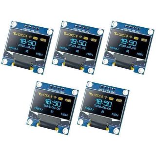 Hosyond 5 Pcs 0.96 Inch OLED I2C IIC Display Module 12864 128x64 Pixel SSD1306 Mini Self-Luminous OLED Screen Board Compatible with Arduino Raspberry Pi(Blue and Yellow)