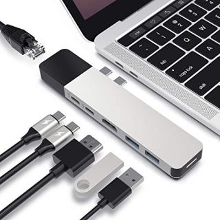 HyperDrive USB C Hub, NET 6-in-2 for MacBook Pro Air, Multi-Port USB-C Dongle w/Gigabit Ethernet, 40Gbps/100W PD, 5Gbps/60W PD, 4K30Hz HDMI