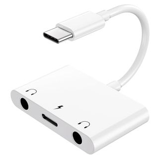 INVERSE NET Headphone Adapter for iPad, Headphone Splitter for 2 Headphones,3 in 1 USB C to 3.5mm Jack Audio Adapter with 60W Fast Charging Compatible with S24/23 Ultra.