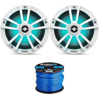 Infinity 6.5&amp;quot; LED Marine Speakers (Qty 2) 1 Pair of OEM Replacement Speakers w/ Enrock 50ft Wire (RGB+White) 6MBLW