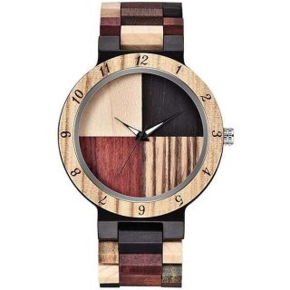 Inverted Geometric Wood Watch Creative Quartz Watch for Men Hand-Made Wooden Watches