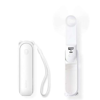 JISULIFE Handheld Mini Fan, 3 IN 1 Hand Fan, USB Rechargeable Small Pocket Fan  with Power Bank, Flashlight, Portable Fan for Travel/Summer/Concerts/Lash, Gifts for Women(White)