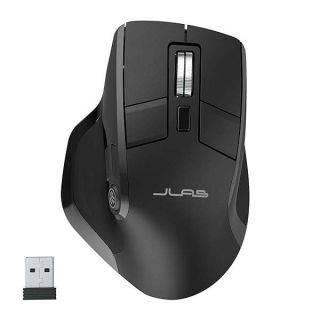 JLab Epic Wireless Mouse, Connect Via Bluetooth or USB Wireless Dongle, Multi-Device Toggle, Up to 3 Devices, OLED Display, Custom User Profiles, Adjustable Tracking, Full-Size, (4 Pack)