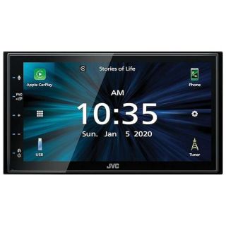 JVC KW-M560BT Apple CarPlay Android Auto Multimedia Player w/ 6.8&amp;quot; Capacitive Touchscreen, Bluetooth Audio and Hands Free Calling, MP3 Player, Double DIN, 13-Band EQ, SiriusXM, AM/FM Car Radio