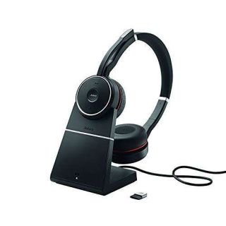 Jabra Evolve 75 UC Stereo Wireless Bluetooth Headset/Music Headphones Including Link 370 (U.S. Retail Packaging), Black