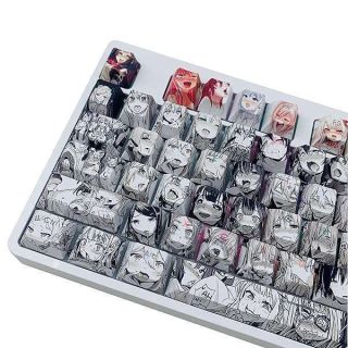 Japanese Anime Keycaps 108 PBT Dye Sublimation Crystalline Character OEM Profile for Cherry Mx Gateron Kailh Switch Mechanical Keyboard(Black keycaps 2)