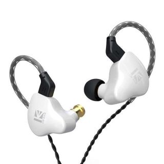 KBEAR KS1 Wired in ear Headphones, Deep Bass iem Earbuds Noise Cancelling in ear Monitors Earphones with 1DD Driver, Ear Hooks Cable for Gaming Computer, Musician Stage, Drummer (White with Mic)