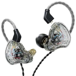 KBEAR KS1 Wired in ear Headphones, Deep Bass iem Earbuds Noise Cancelling in ear Monitors Earphones with 1DD Driver, Ear Hooks Cable for Gaming Computer, Musician, Drummer (Transparent, without Mic)